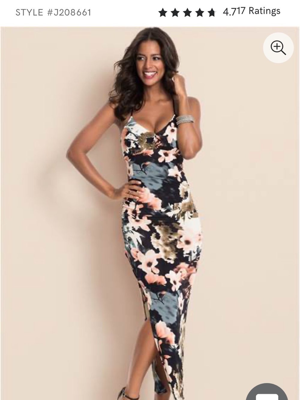 VENUS Black Floral Maxi Dress with Coral and Cream Blooms